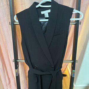 H&M Black Sleeveless Belted Blazer Vest (Size 2 / XS-S)